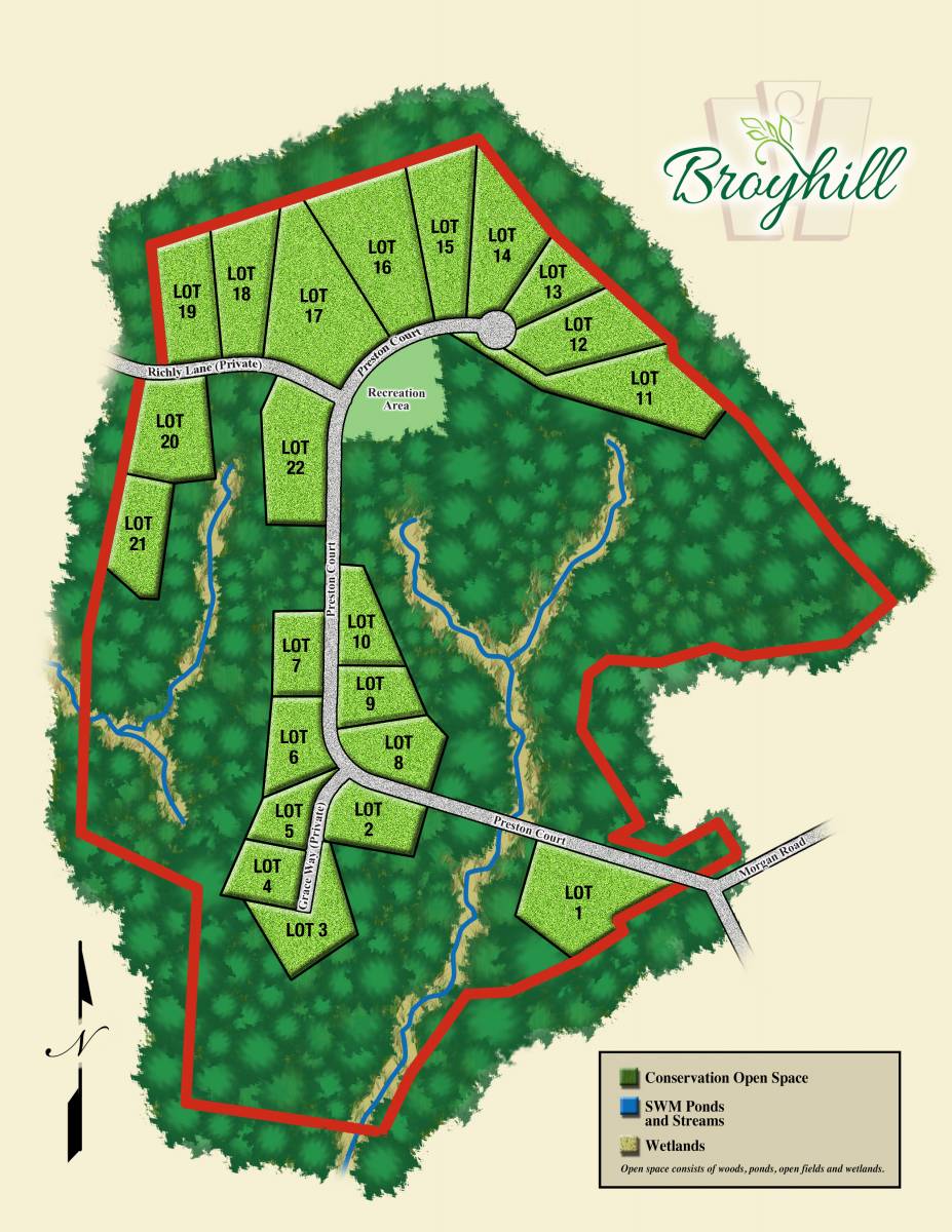 Map of Broyhill Lot, new homes for sale by top home builder